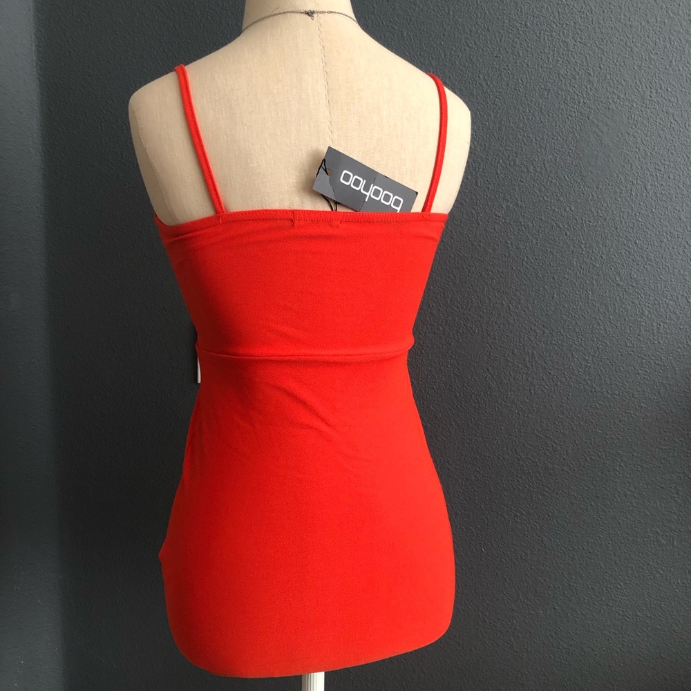 Boohoo Orange V-hem Bodycon Mini Dress NWT - Picture 6 of 8
